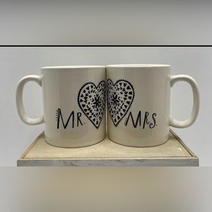 Set of 2 Mr. and Mrs. Coffee Mugs Natural Life 12 oz